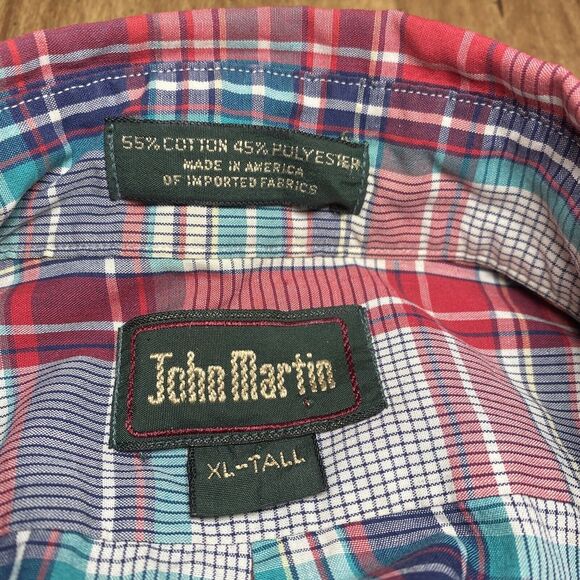 John Martin XL-Tall Men's Long Sleeve Plaid Country‎ Western Button Up Shirt USA - Picture 4 of 13
